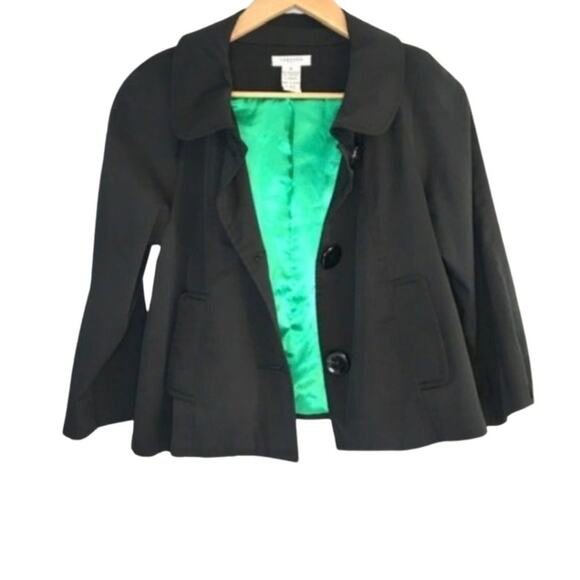 VERTIGO PARIS Black Cape Style Jacket Green Lining Coat | M - Picture 1 of 7